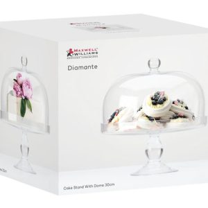 Maxwell & Williams™ - Diamante Glass Cake Stand with Dome (30 cm)