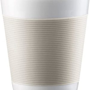 Bodum -  Canteen - Set 2 Double Wall Porcelain Glasses - 10 cl - Cream White Stripe
