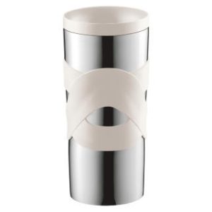 BODUM -TRAVEL MUG, THERMAL TRAVEL MUG, 0.35 LITER, CREAM STAINLESS STEEL,