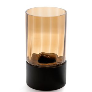 DOME DECO - TEALIGHT GLASS BLACK WOOD 22CM