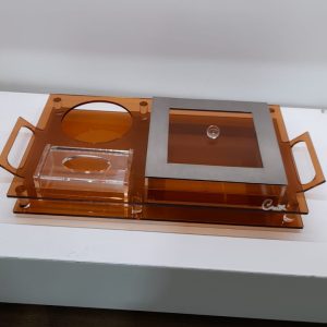 CLUX - SERVING TRAY HONEY BASE + 6 GLASS PLATES