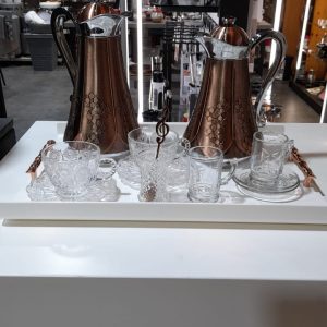 CLUX - TRAY WITH 2 DALLA ROSE GOLD+2TEA CUPS+2 TURKISH +S