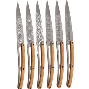 Deejo - 6 pcs Steak Knife Olive Wood