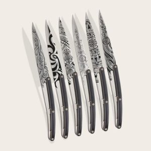 Deejo - Steak Knives Ebony / Tattoos of the World