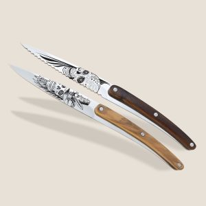 Deejo - 2 Pairing Knives Olive and Coral Wood / Dandy and Latino