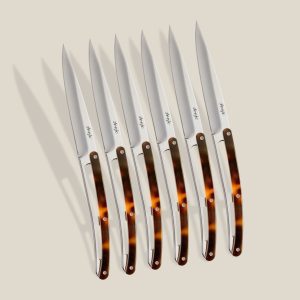 Deejo - 6 Steak Knives Ambered Turtle