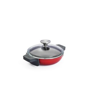Woll - Iron Wok with Glass Lid Chilli Red 18cm