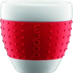Bodum Pavina Porcelain Mug, 0.08L/2.5oz, Red, Set of 2