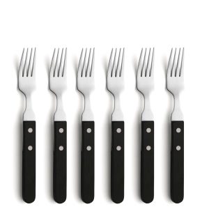 Amefa Pizza Steak Fork Set 6-Piece Black