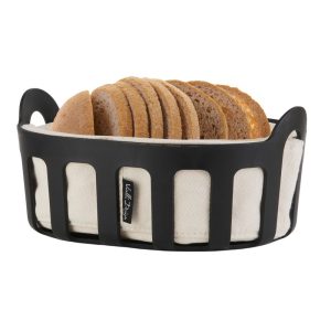 Vialli Design Livio Bread Basket with Cotton Insert Black